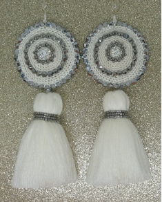 Háčkované  dizajnové náušnice "Krištáľová guľa"